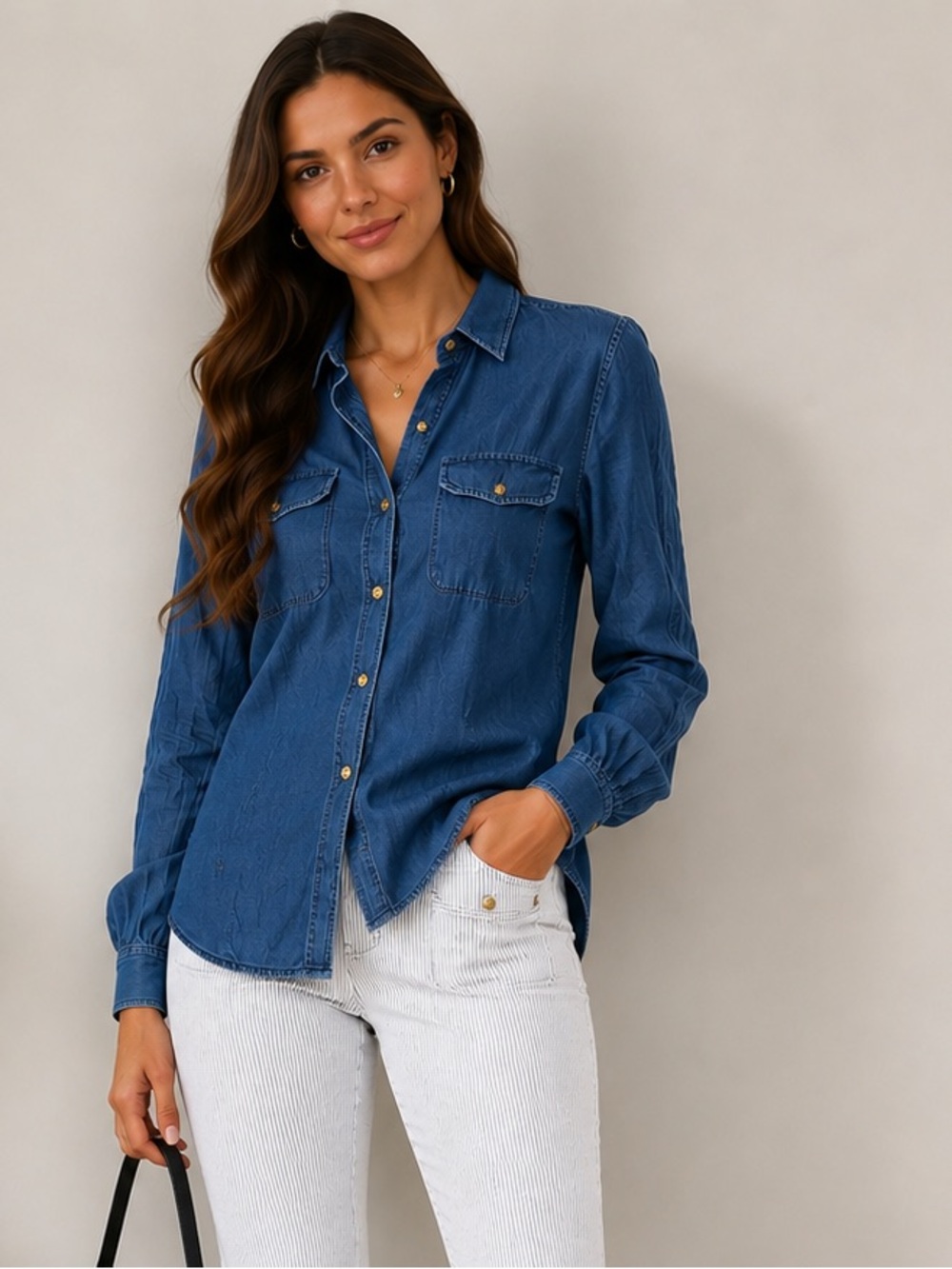 J. Crew Blue Denim Button-Down Shirt size 4